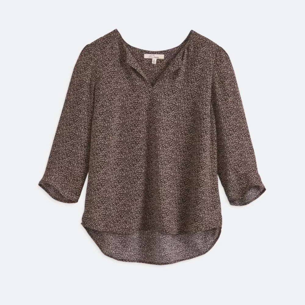 Brown Relaxed Buttoned Blouse with 3/4 Sleeves Stitch Fix